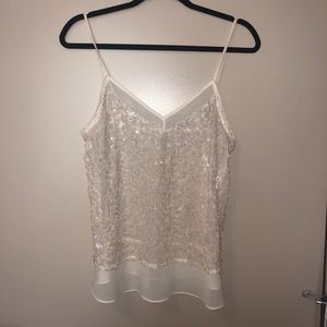 BCBGeneration sequin & mesh tank top